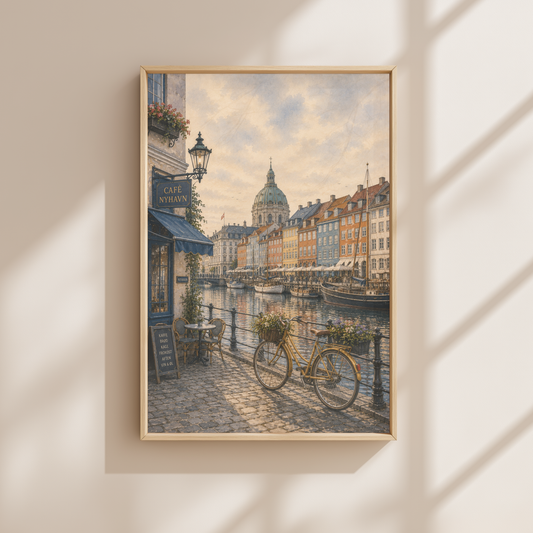 Copenhagen Denmark Travel Wall Art - Vintage (Unframed)