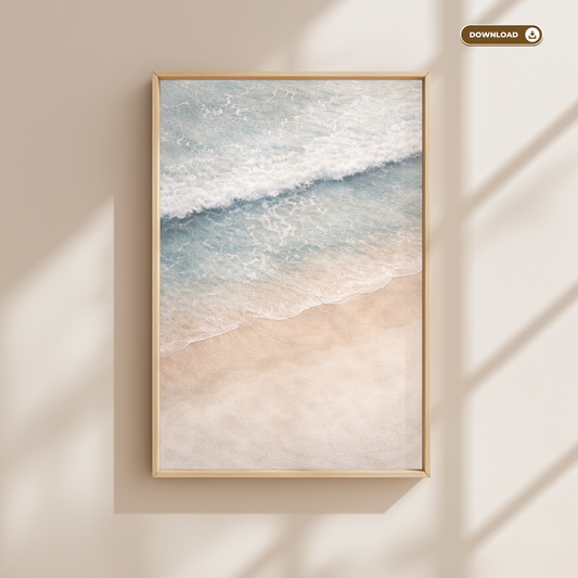 Coastal Ocean Wall Art Print – Beach Waves (Digital Download)