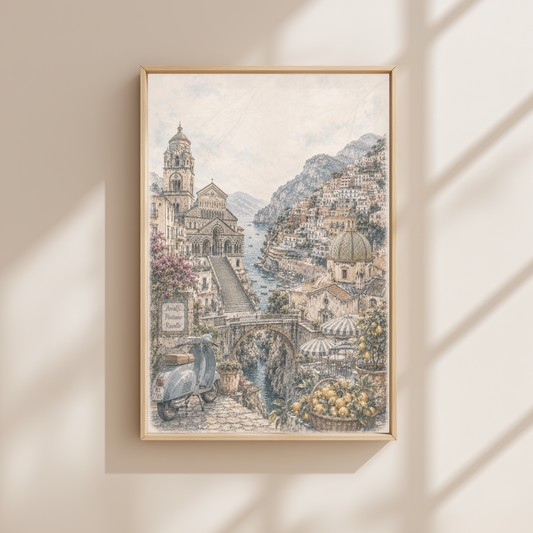 Amalfi Coast Italy Travel Wall Art - Landmarks (Unframed)
