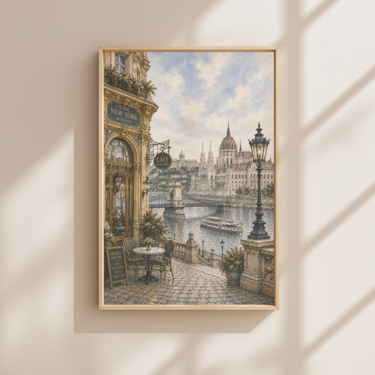 Budapest Hungary Travel Wall Art - Vintage (Unframed)