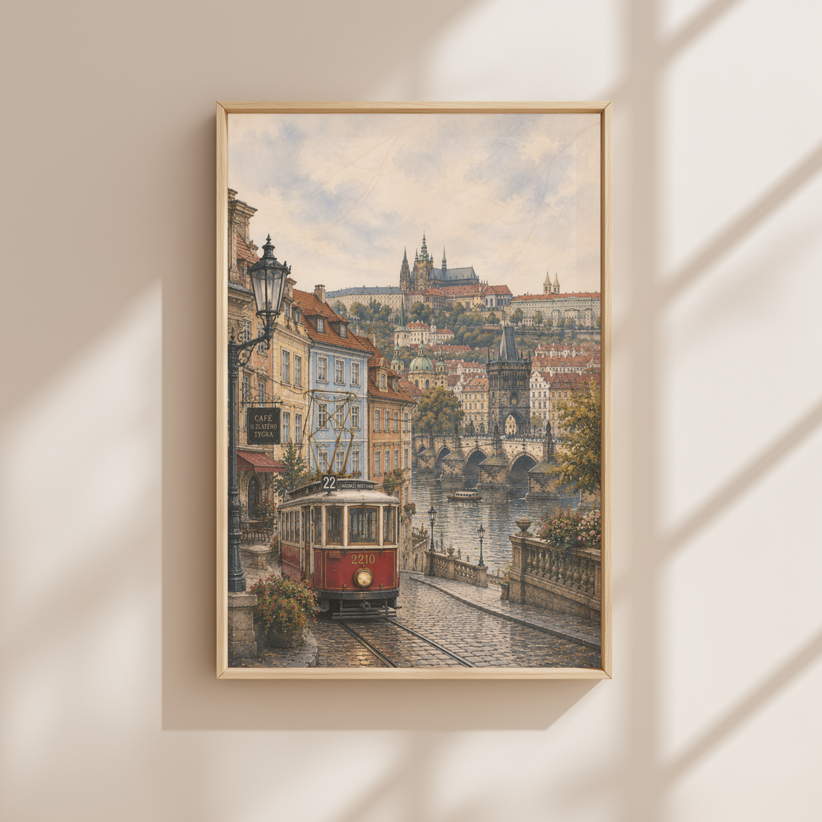 Prague Czech Republic Travel Wall Art - Vintage (Unframed)