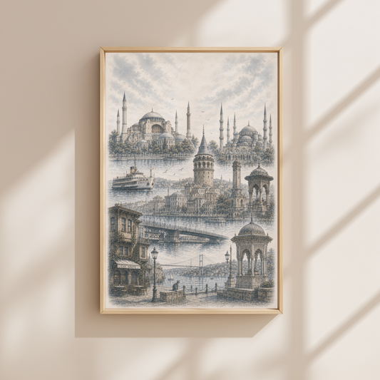 Istanbul Turkiye Travel Wall Art - Landmarks (Unframed)