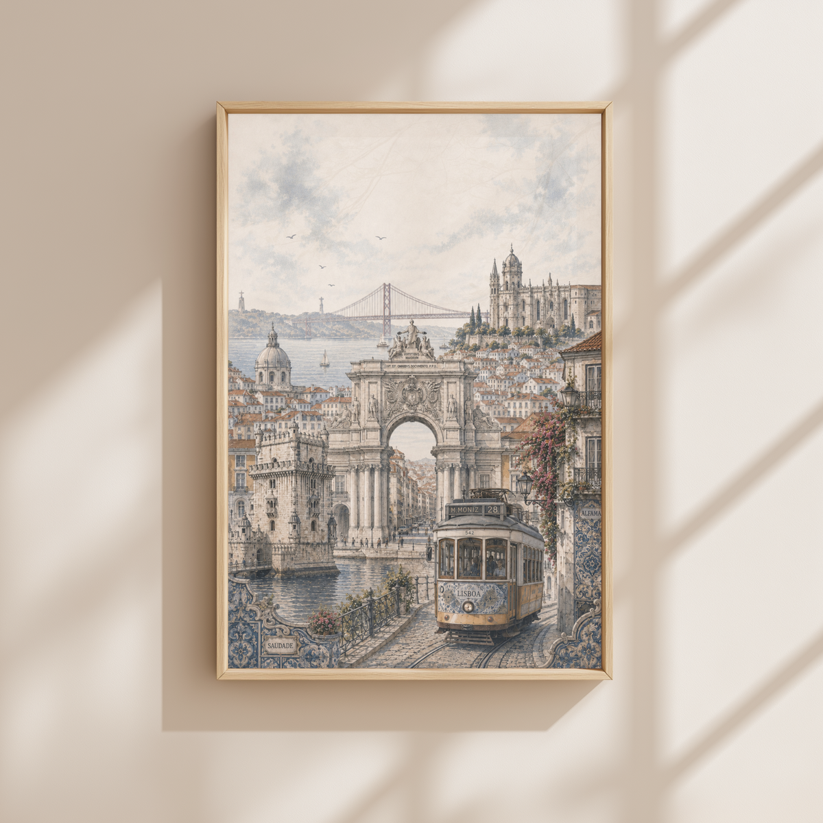 Lisbon Portugal Travel Wall Art - Landmarks (Unframed)