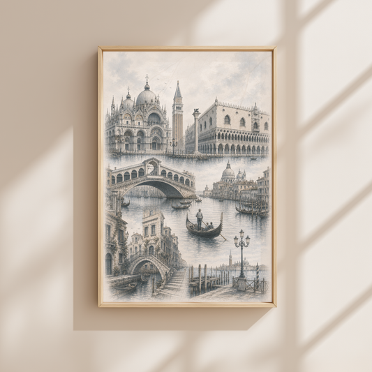 Venice Italy Travel Wall Art - Landmarks (Unframed)