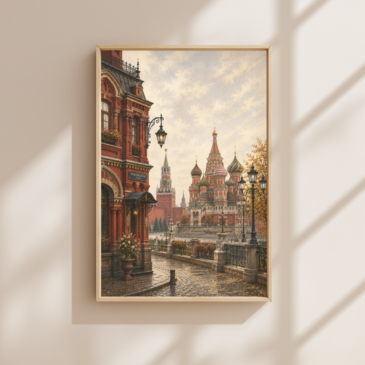 Moscow Russia Travel Wall Art - Vintage (Unframed)