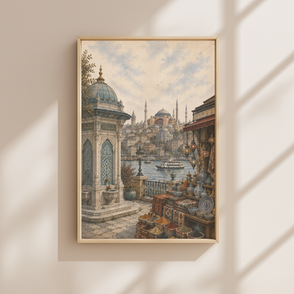 Istanbul Türkiye Travel Wall Art – Vintage (Unframed)