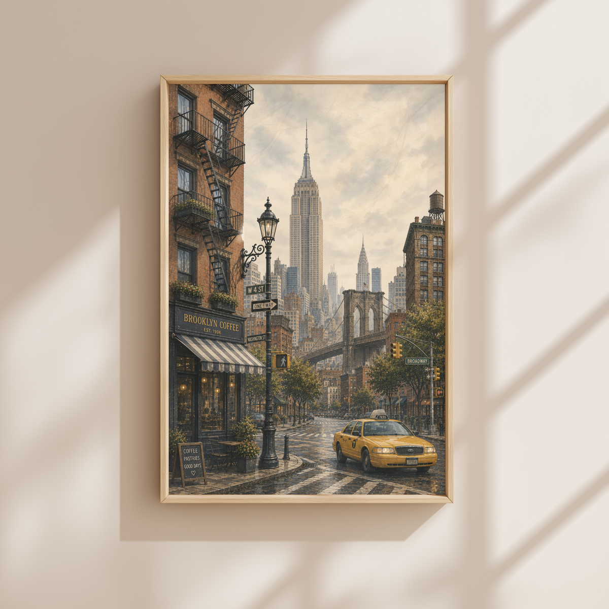 New York USA Travel Wall Art - Vintage (Unframed)