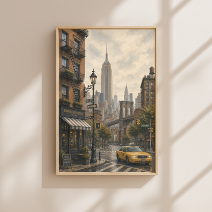 New York USA Travel Wall Art - Vintage (Unframed)