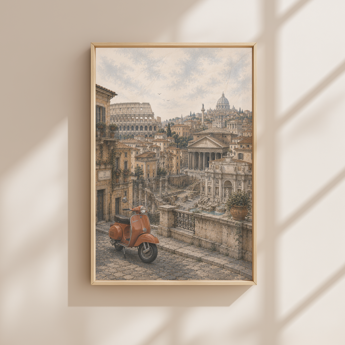Rome Italy Travel Wall Art - Vintage (Unframed)