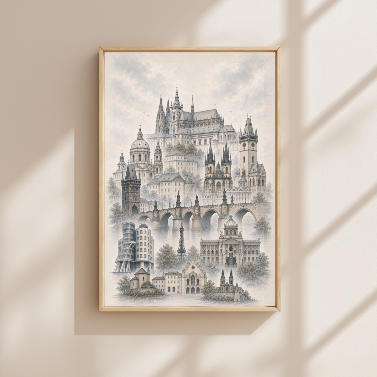 Prague Czech Republic Travel Wall Art - Landmarks (Unframed)