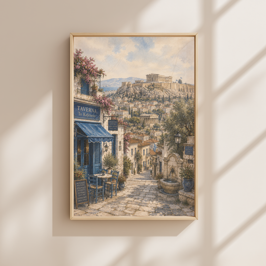 Athens Greece Travel Wall Art - Vintage (Unframed)