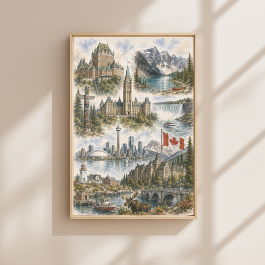 Canada Travel Wall Art - Landmarks Collage (Unframed)