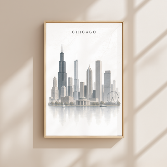 Chicago USA Travel Wall Art - Skyline (Unframed)