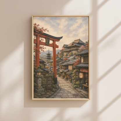 Kyoto Japan Travel Wall Art - Vintage (Unframed)