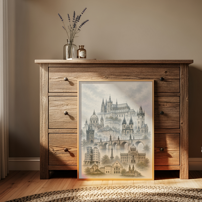 Prague Czech Republic Travel Wall Art - Landmarks (Unframed)