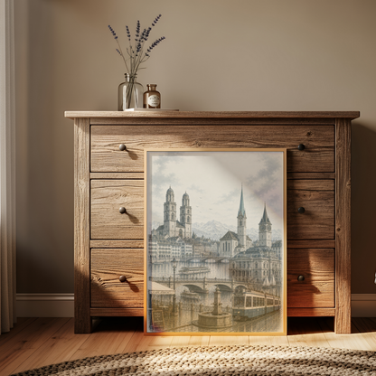 Zurich Switzerland Travel Wall Art - Landmarks (Unframed)