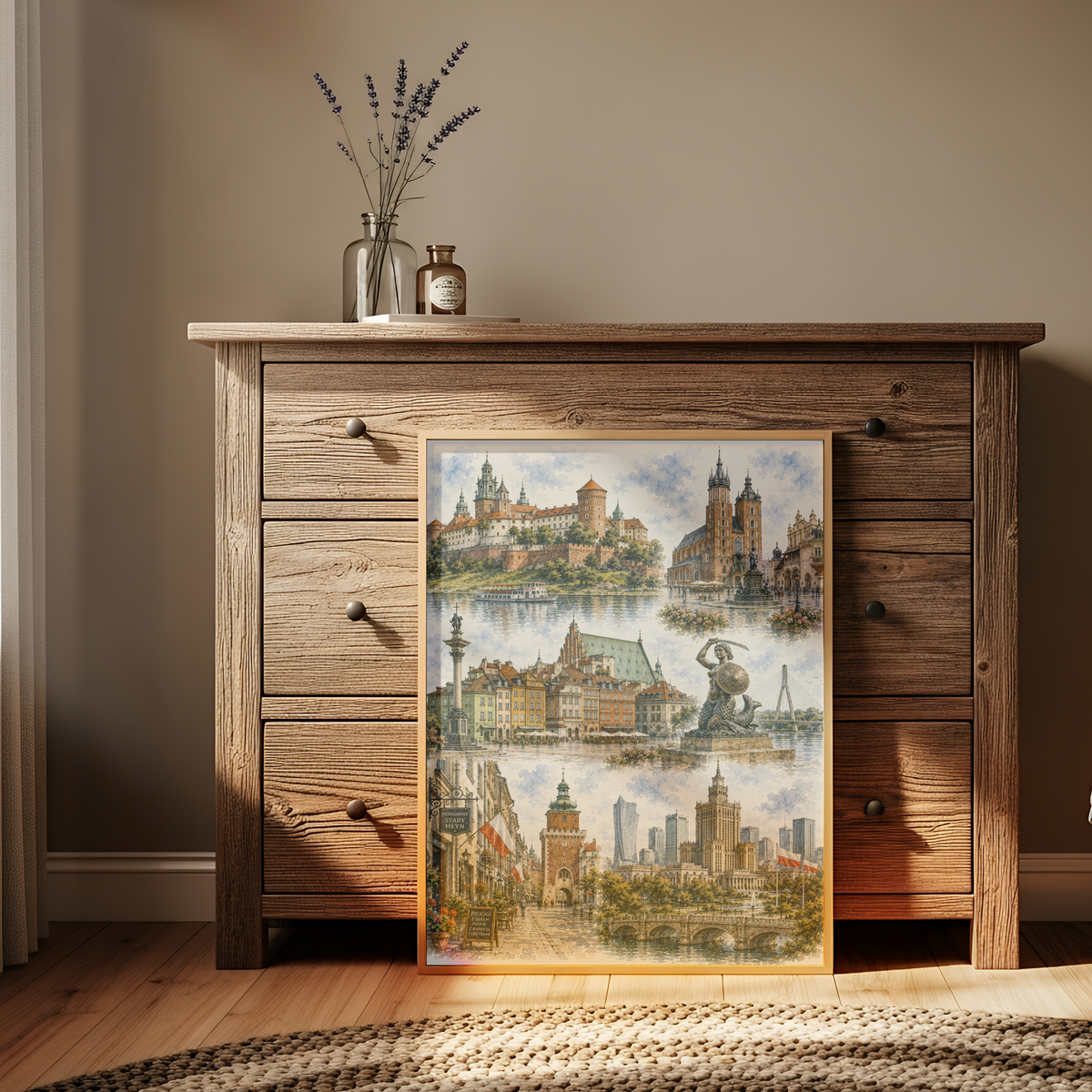 Krakow Poland Travel Wall Art - Landmark Collage (Unframed)