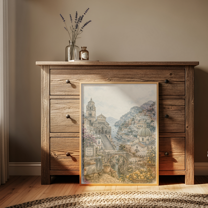 Amalfi Coast Italy Travel Wall Art - Landmarks (Unframed)