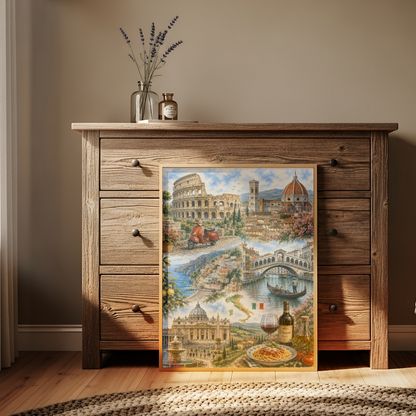 Rome Italy Travel Wall Art - Landmarks Collage (Unframed)