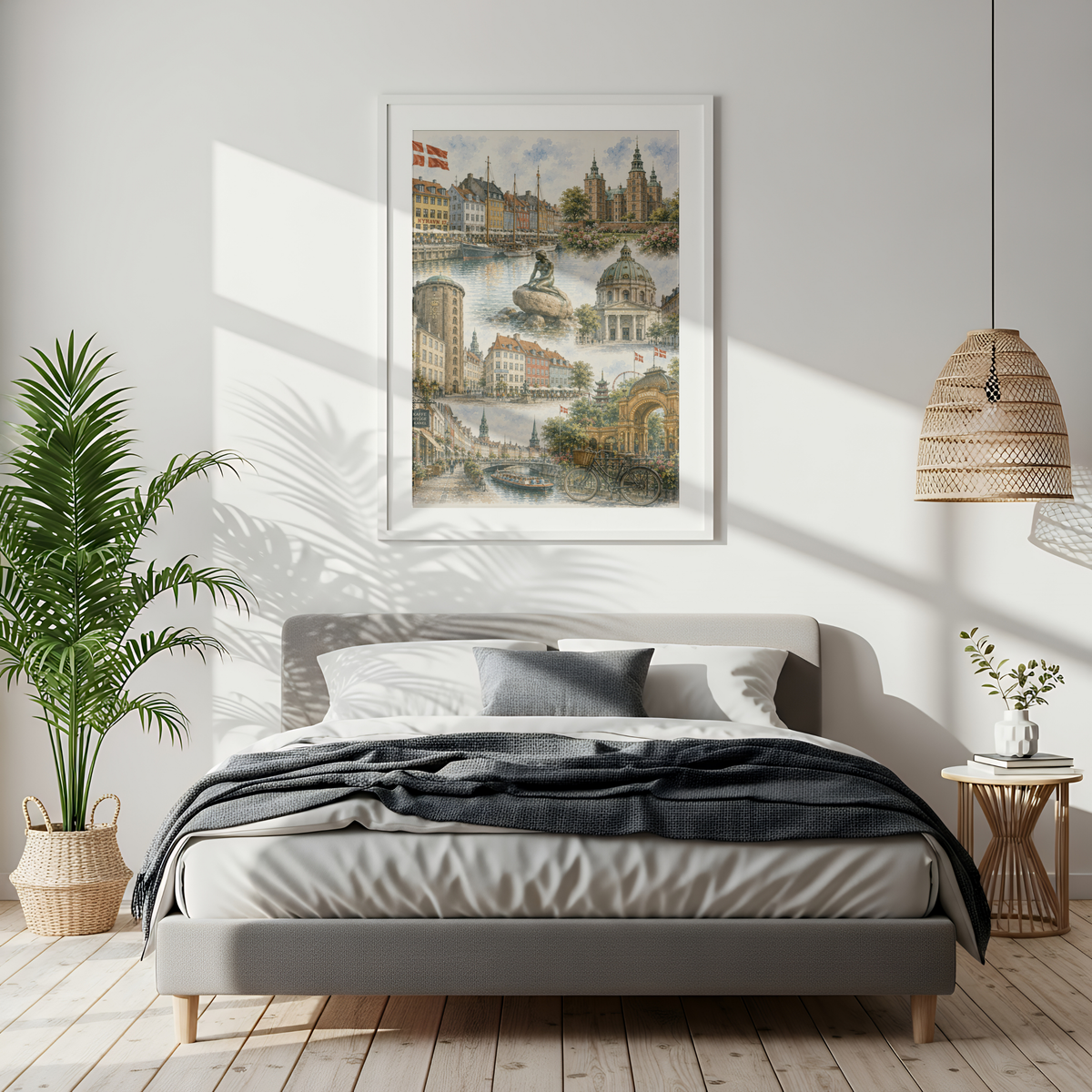 Copenhagen Denmark Travel Wall Art - Landmarks Collage (Unframed)