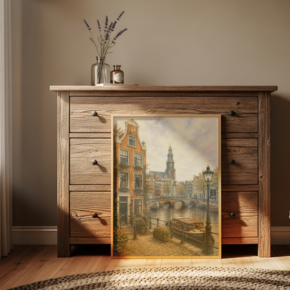 Amsterdam Netherlands Travel Wall Art - Vintage (Unframed)