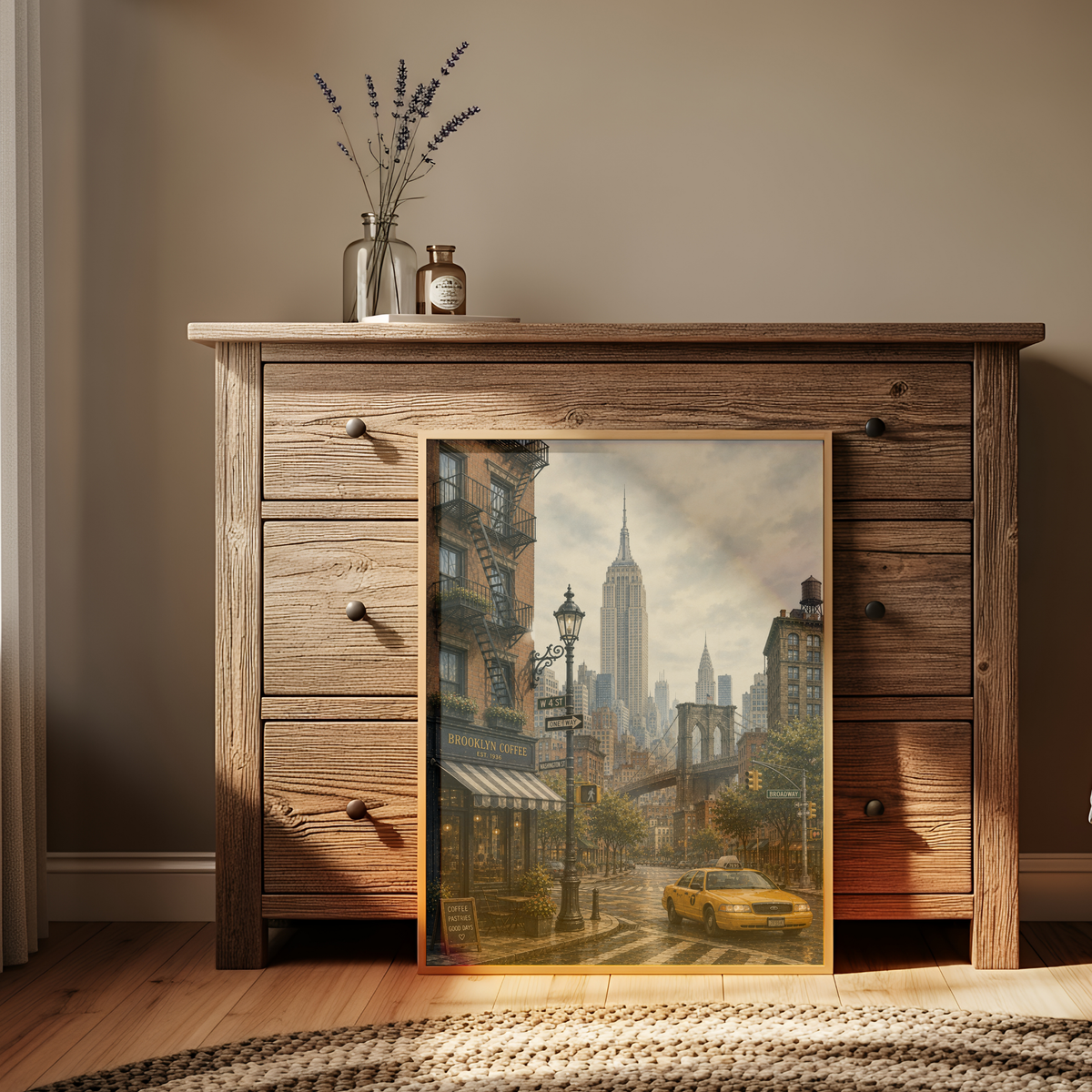 New York USA Travel Wall Art - Vintage (Unframed)