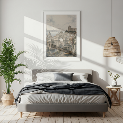 Lisbon Portugal Travel Wall Art - Landmarks (Unframed)