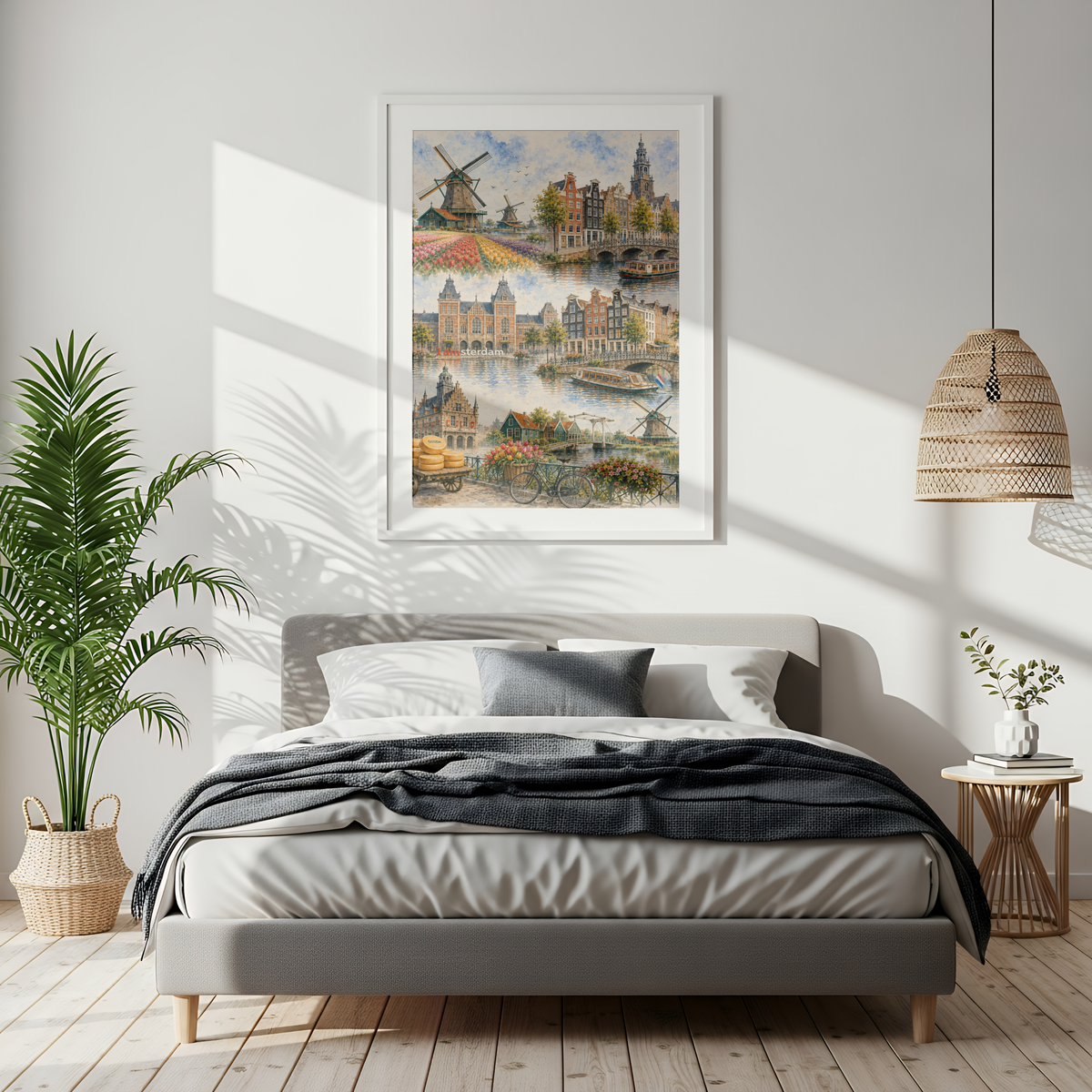 Amsterdam Netherlands Travel Wall Art - Landmark Collage (Unframed)
