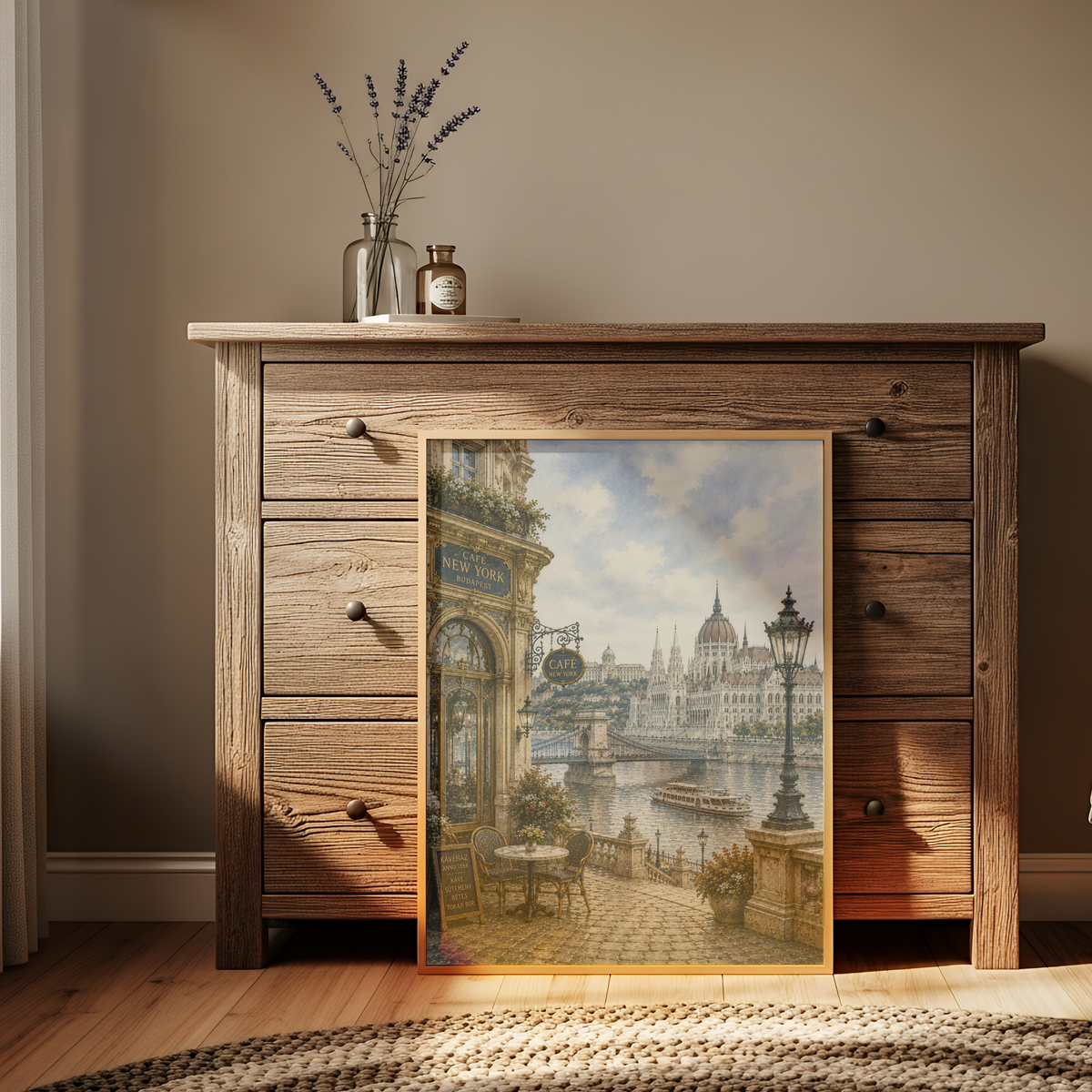 Budapest Hungary Travel Wall Art - Vintage (Unframed)
