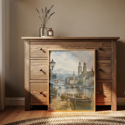 Zurich Switzerland Travel Wall Art - Vintage (Digital Download)