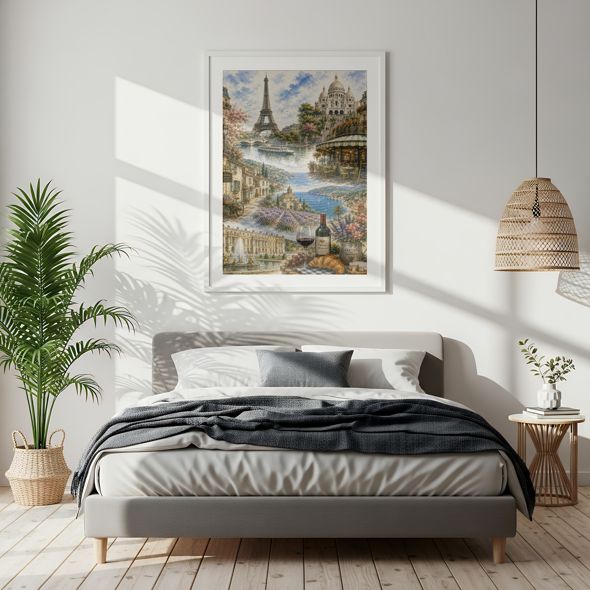 Paris France Travel Wall Art - Landmarks Collage (Unframed)