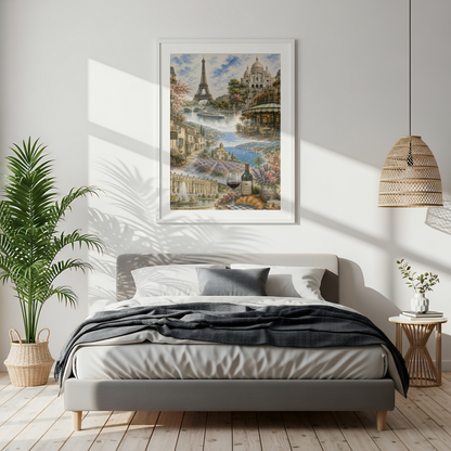 Paris France Travel Wall Art - Landmarks Collage (Unframed)