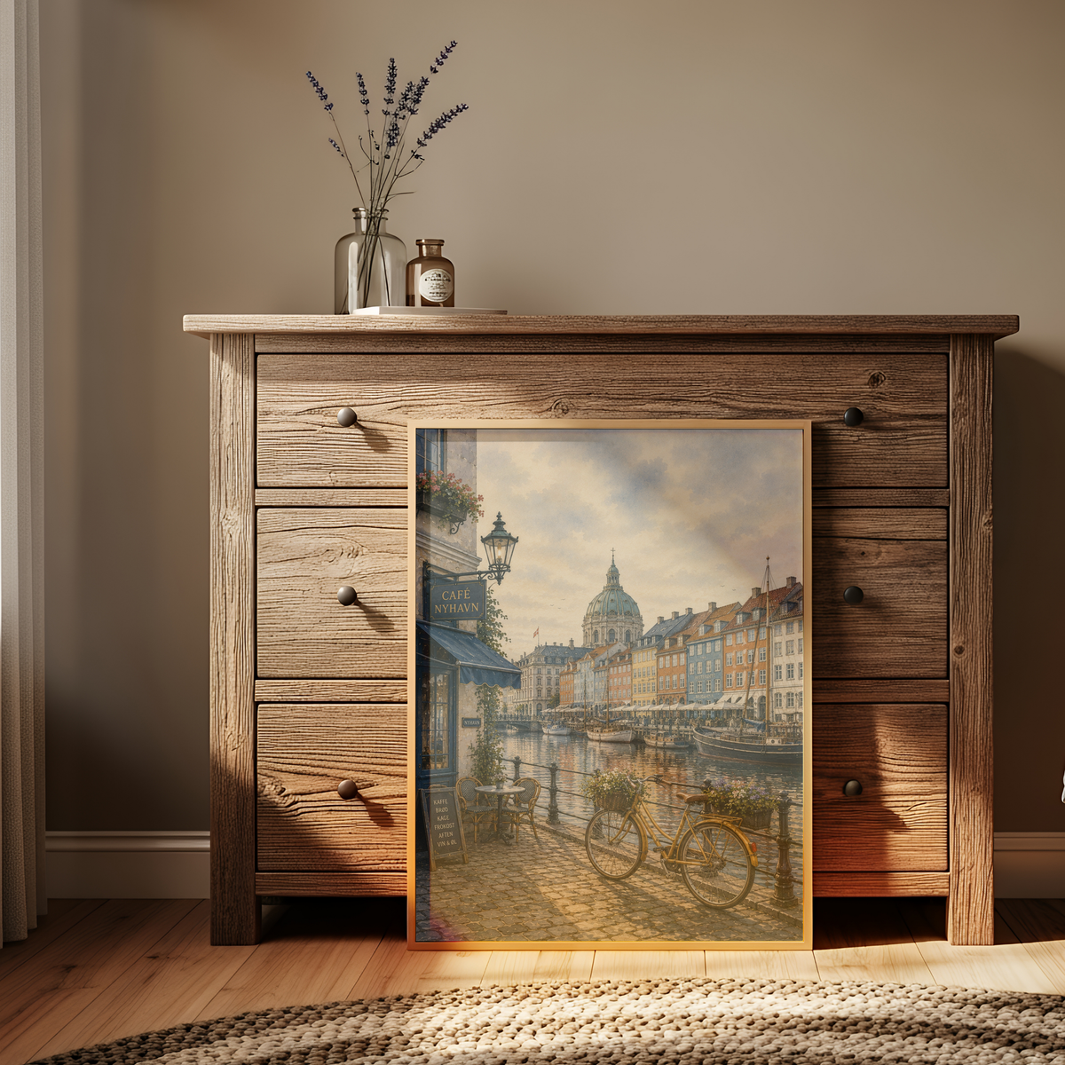Copenhagen Denmark Travel Wall Art - Vintage (Unframed)