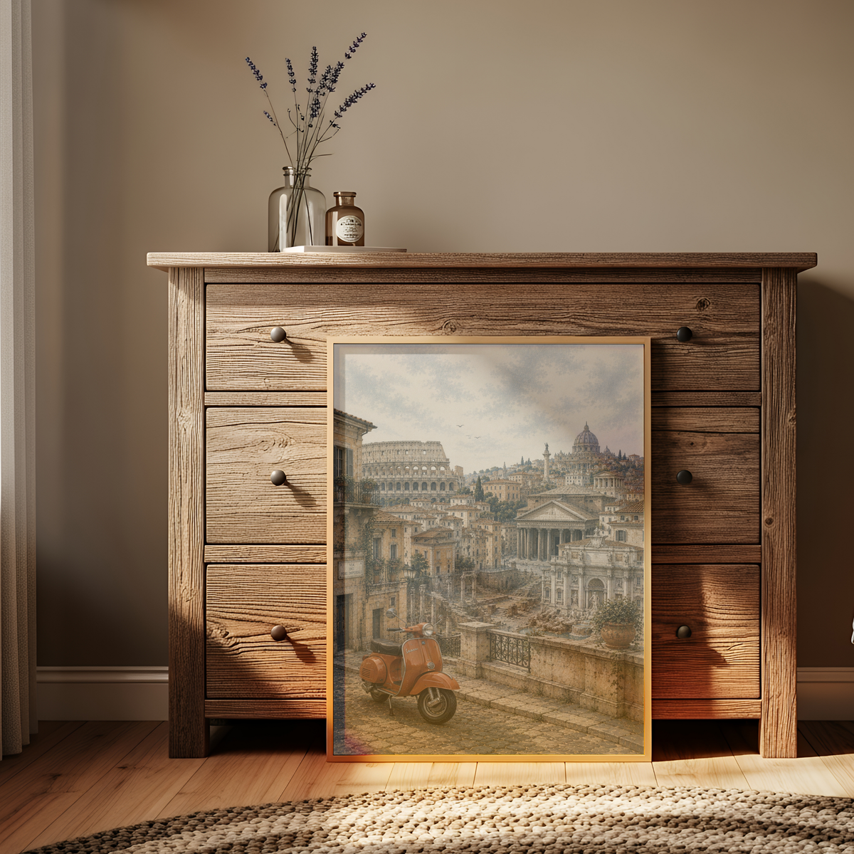 Rome Italy Travel Wall Art - Vintage (Unframed)