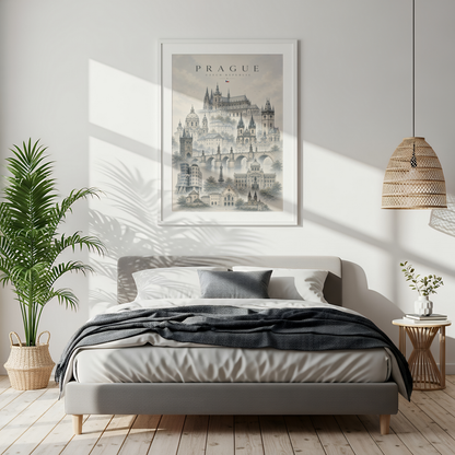 Prague Czech Republic Travel Wall Art - Landmarks with Typography (Digital Download)