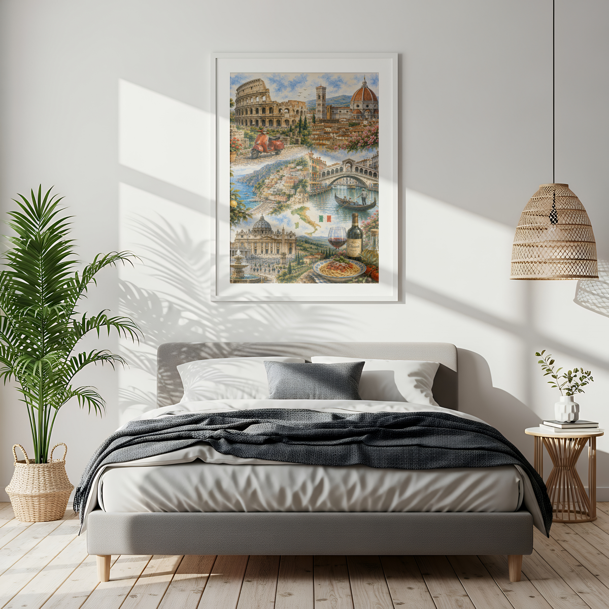 Rome Italy Travel Wall Art - Landmarks Collage (Unframed)