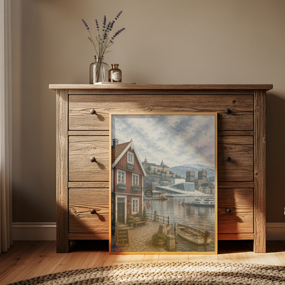 Oslo Norway Travel Wall Art - Vintage (Digital Download)