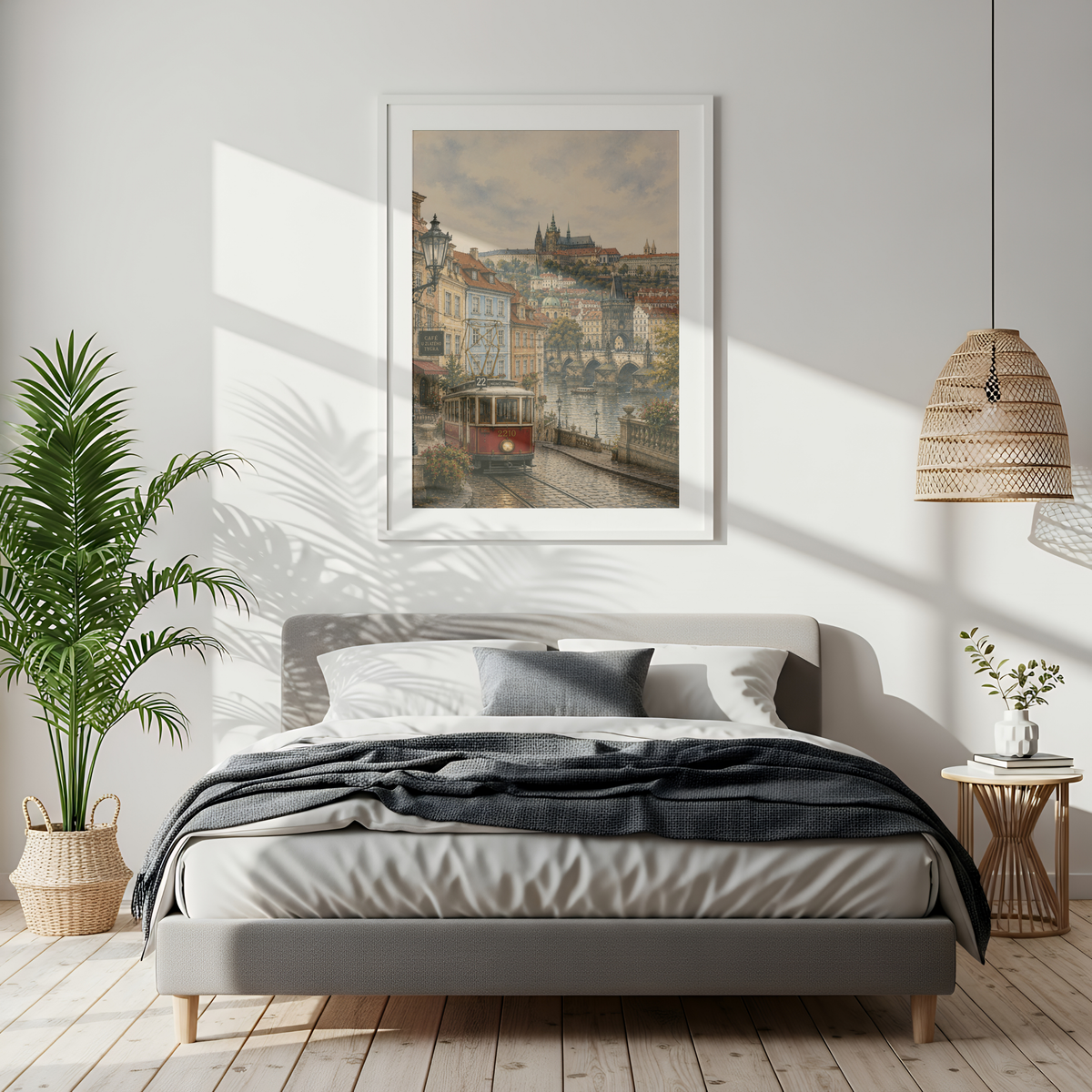 Prague Czech Republic Travel Wall Art - Vintage (Unframed)