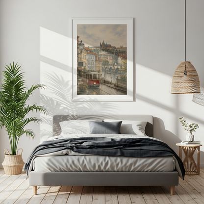 Prague Czech Republic Travel Wall Art - Vintage (Unframed)