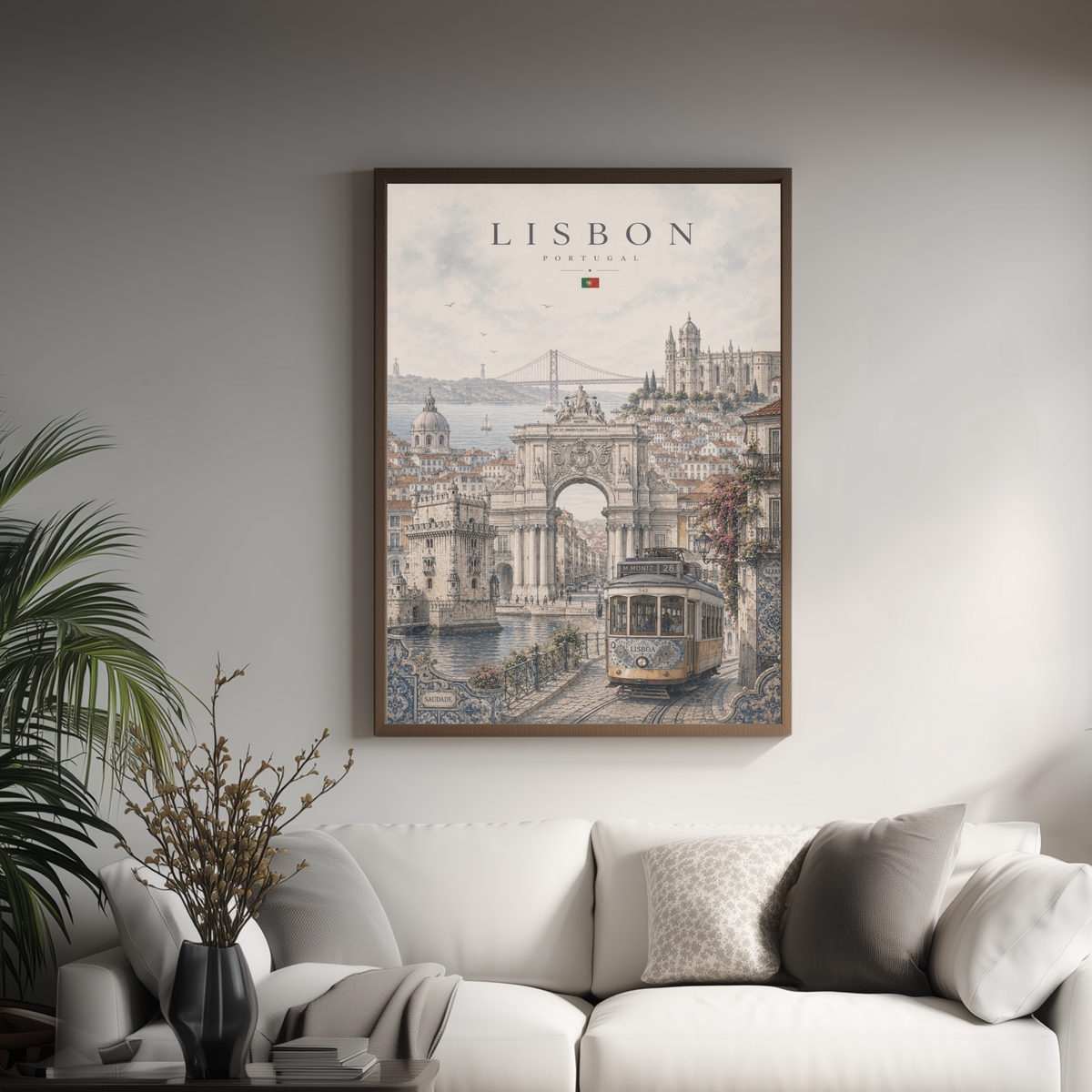 Lisbon Portugal Travel Wall Art - Landmarks with Typography (Digital Download)