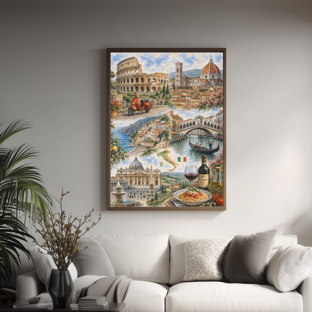 Rome Italy Travel Wall Art - Landmarks Collage (Unframed)