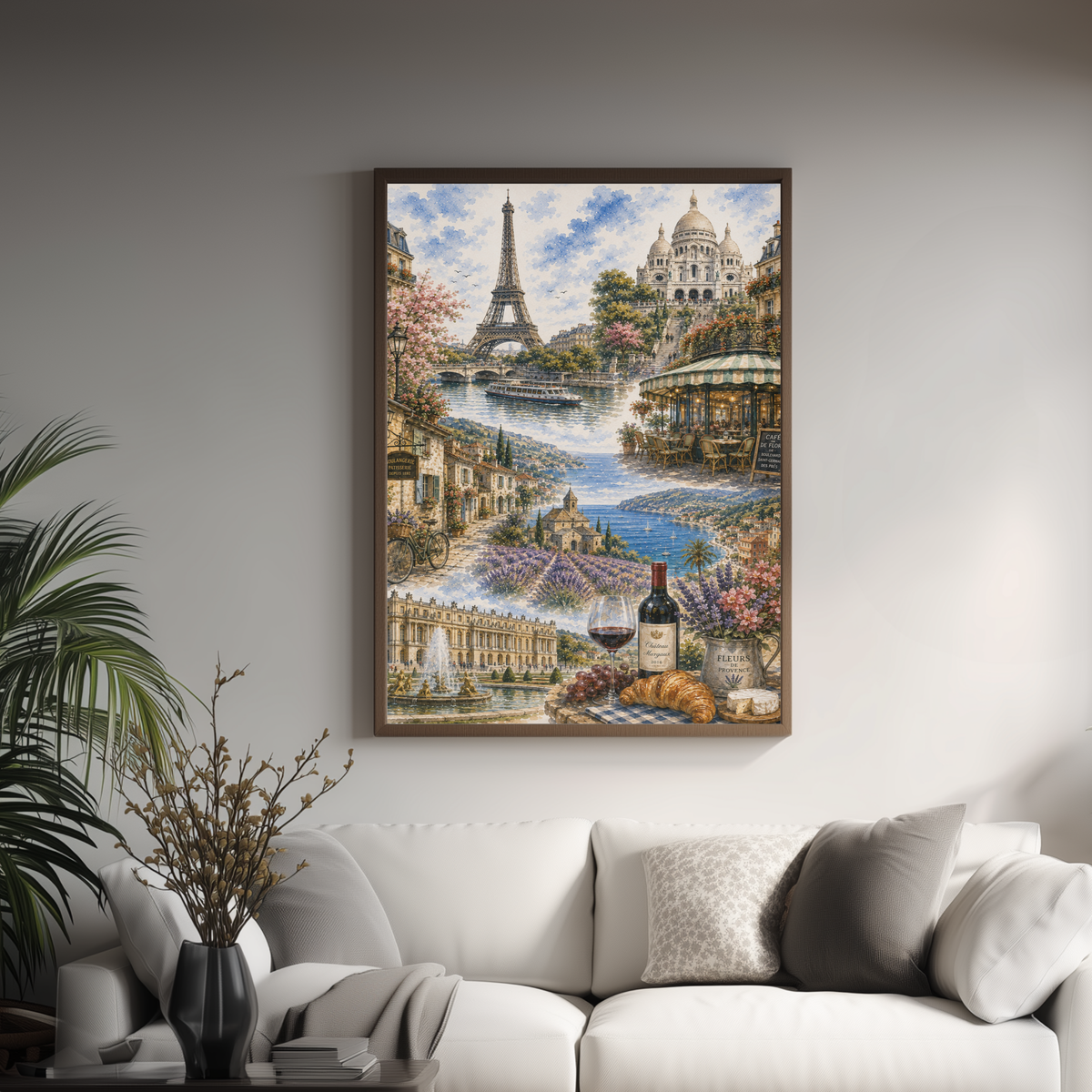 Paris France Travel Wall Art - Landmarks Collage (Unframed)