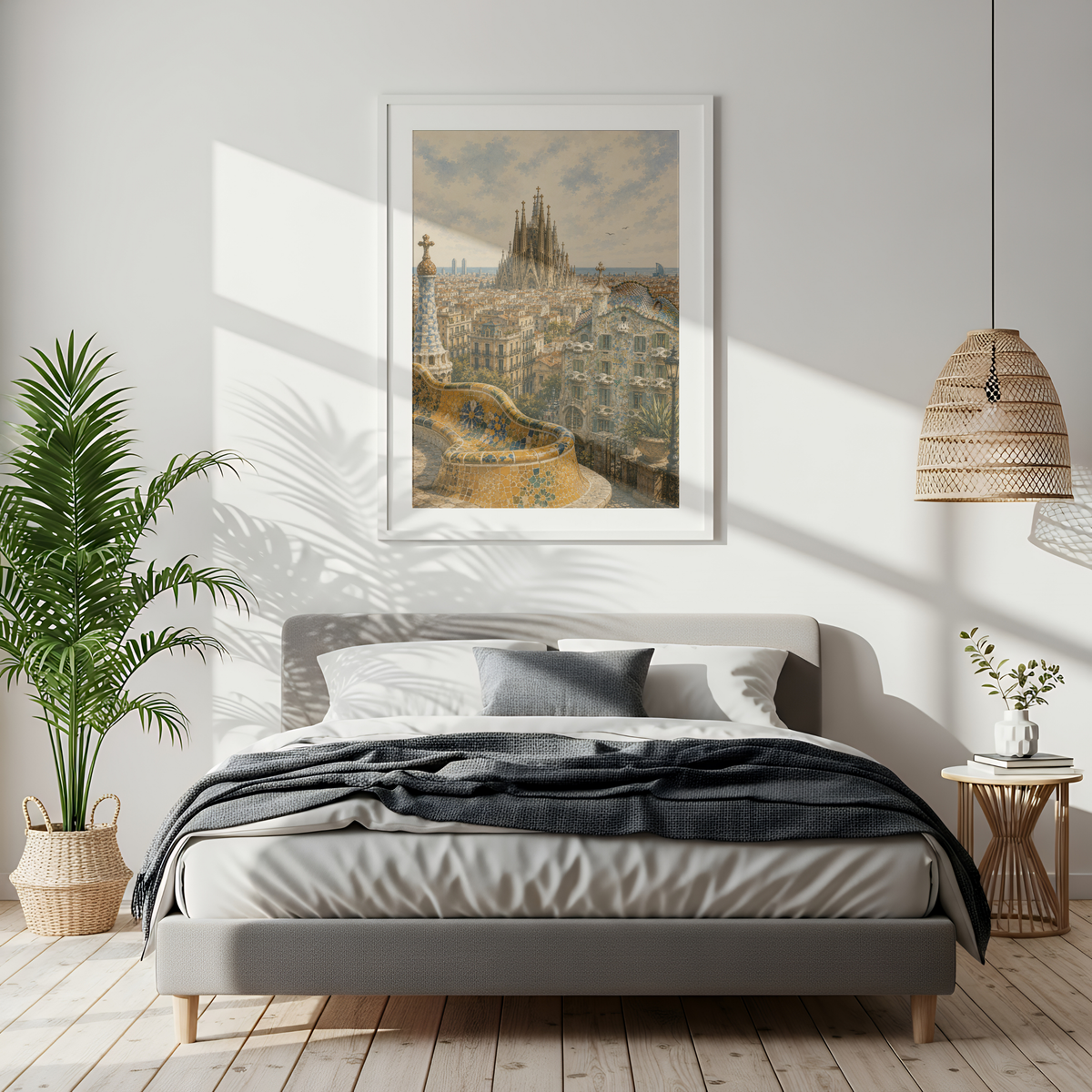 Barcelona Spain Travel Wall Art - Vintage (Unframed)