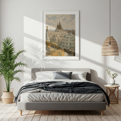 Barcelona Spain Travel Wall Art - Vintage (Unframed)