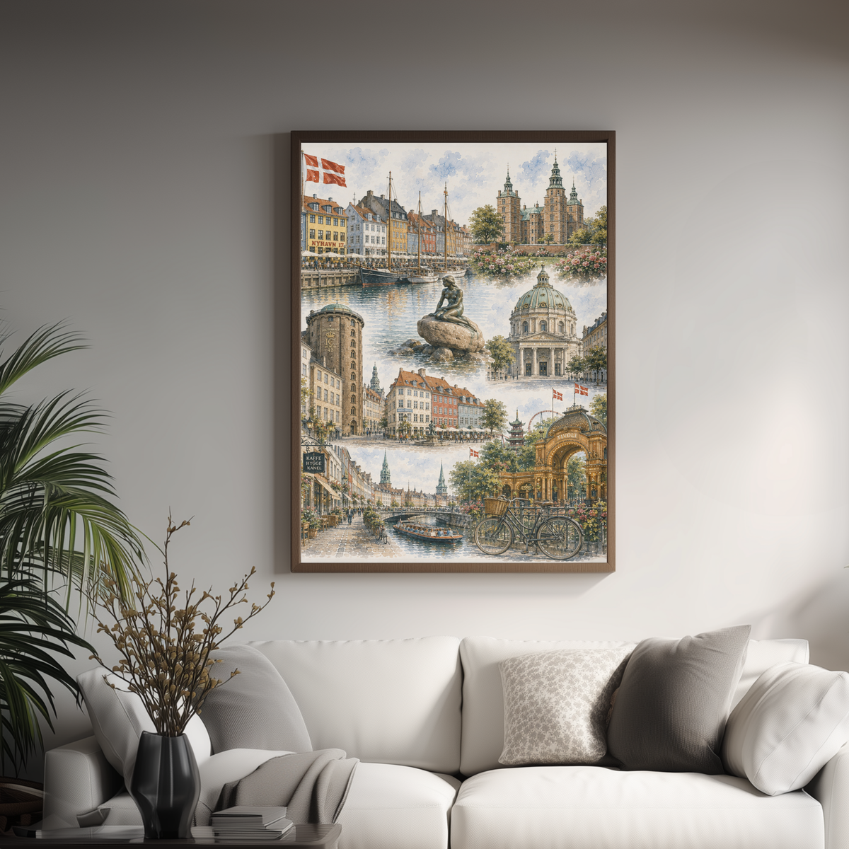 Copenhagen Denmark Travel Wall Art - Landmarks Collage (Unframed)