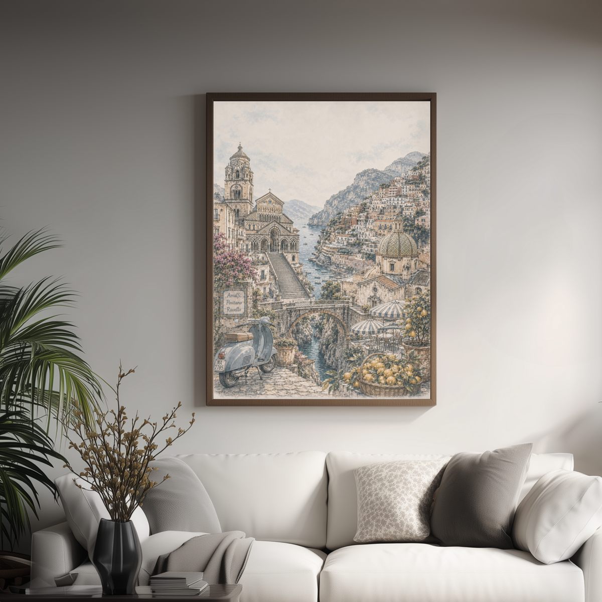 Amalfi Coast Italy Travel Wall Art - Landmarks (Unframed)