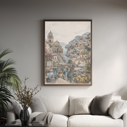 Amalfi Coast Italy Travel Wall Art - Landmarks (Unframed)