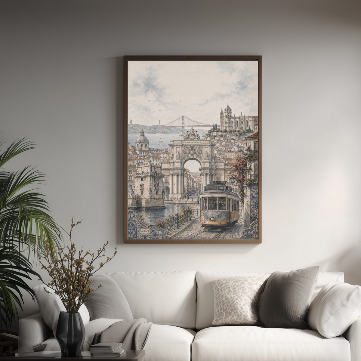 Lisbon Portugal Travel Wall Art - Landmarks (Unframed)