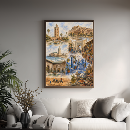 Marrakesh Morocco Wall Art -  Landmark Collage (Unframed)