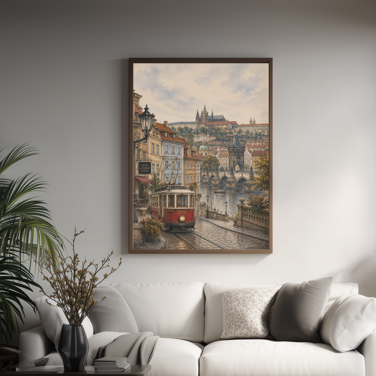 Prague Czech Republic Travel Wall Art - Vintage (Unframed)